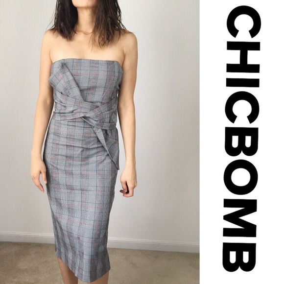 CHICBOMB Dresses & Skirts - NORDSTROM MAD FOR PLAID Strapless midi dress